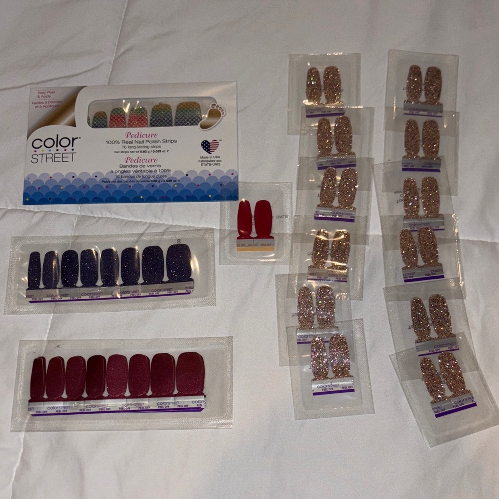 Color Street Glitter Nail Strips Collection 2 mani pedi + 26 accents strips